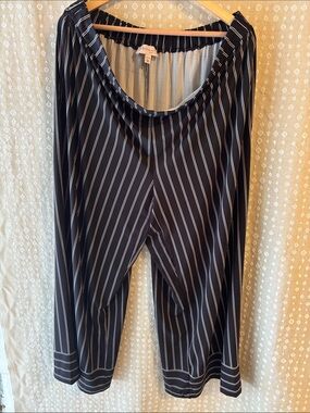 Philosophy Black and White Vertical Stripe Wide-Leg Pants